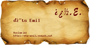 Áts Emil névjegykártya